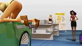 i tried double dildo with busty lesbian in store