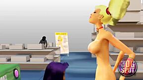 i tried double dildo with busty lesbian in store