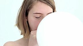 Young 18+ Babe Blows and Pops Balloon in Intense Looner Session