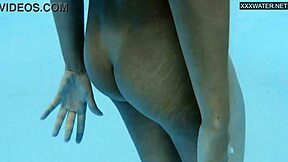 half russian-spanish irina cage swims nude in pool scene