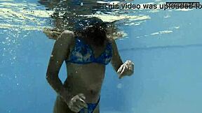 half russian-spanish irina cage swims nude in pool scene