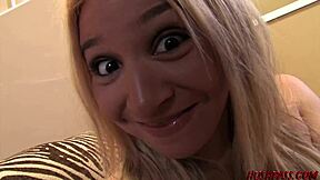 18-year-old babe drilled by whitezilla cock after bending over