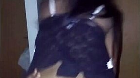 Midget allows condom removal for big black cock orgasm