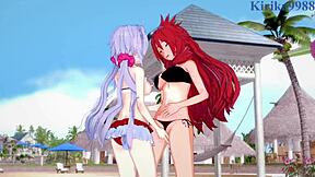 Kanade Am, Chris Yukine, Tsubasa Kazanari in intense lesbian hentai action