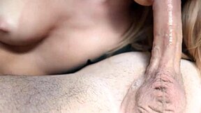 Cum dripping in her mouth after blowjob