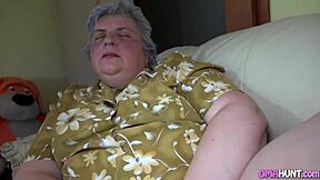 Brunette pleases old granny with toys