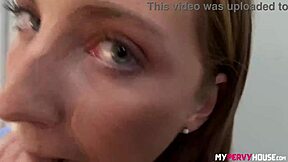 I watch Macy Meadows deepthroat her stepbro's hard cock.