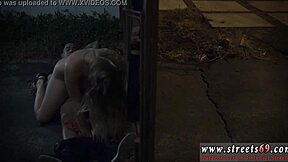Teen 18+ bound in public bondage cums from domination.