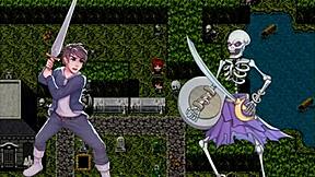 Harem in another world hentai game episode 3 the farmers daughter plays with furry toy in sexy outfit.