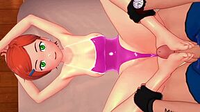 Gwen gets wet and strips for adult hentai! 🌊