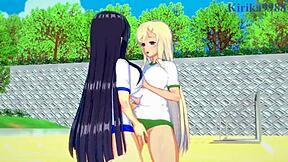 Yomi, ikaruga, and katsuragi engage in intense lesbian play in senran kagura hentai