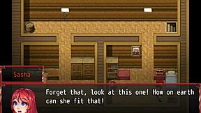 Harem in another world hentai game episode 3 the farmers daughter plays with furry toy in sexy outfit.