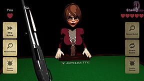 x roulette 3 lying on table for thrusting in blowbang squirting bukkake