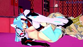 Hey, watch Amari Aquamarine and Kos-Mos in wild lesbian hentai action!