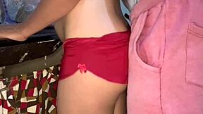 Intense anal sex in the kitchen leaves young girl's ass dripping with milk.