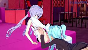 chris yukine and tsubasa kazanari in intense lesbian futanari sex 😳