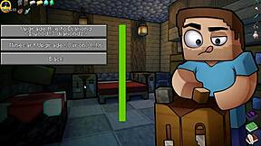 Femdom gets face covered with cum in Hornycraft parody