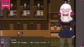 massage chair makes petite witch cry with cum on boobs in hentai game!