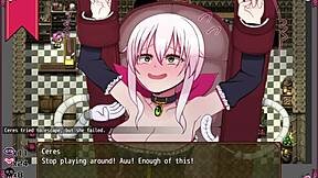 massage chair makes petite witch cry with cum on boobs in hentai game!