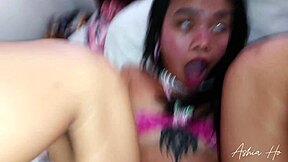 It's troublesome fitting this dick in her small anus