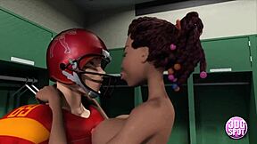 Watch these teen babes get fucked hard by football players in the locker room!