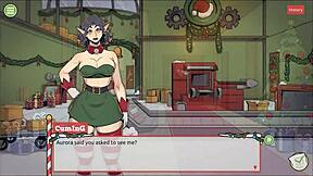 femboy cums on santa elf's cute face