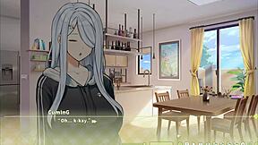 Summer Clover CAUGHT boss MASTURBATING to giant cock in harem game