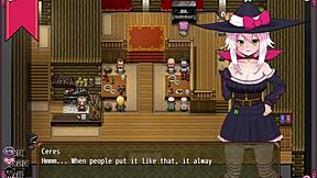 massage chair makes petite witch cry with cum on boobs in hentai game!