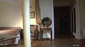 Bored anissa kate jumps on her date's big cock before dinner.