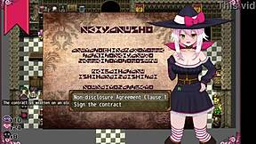 massage chair makes petite witch cry with cum on boobs in hentai game!