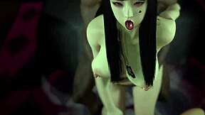 3D hot Asian slut bares perfect ass for steamy threesome action.