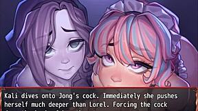 Harem game ep 19, ghost and maid double blowjob contestt