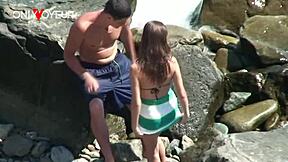 Horny Teen Babe Rides Boyfriend Publicly on Beach – Voyeur's Delight