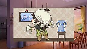 summer clover harem hentai game ep 6 the big blonde step sister rides my giant cock at night