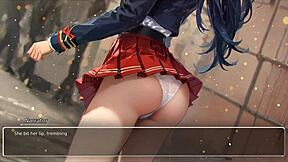 Curvy Teen in Sexy Outfit Kisses in Naughty Hentai Game.