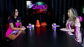 raphaela savanah in sheer red halloween explores transsexual fetish at swing house.