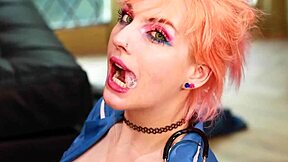 wow, this blonde 18 yo british student swallows a huge cum load! 😮