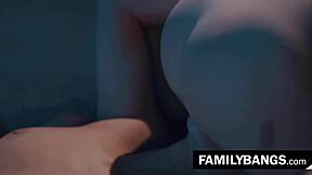 stepsister karla kush and jill kassidy share a sensual night on the sofa, licking and kissing passionately