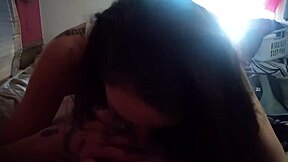 Stepsister fucks brother after finding used cum-filled condom in doggystyle.