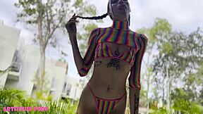 Young girl with baby face and big tits gets deep thrusting and deep throat.