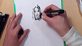 Sketching a hot girl in latex outfit with markers quickly
