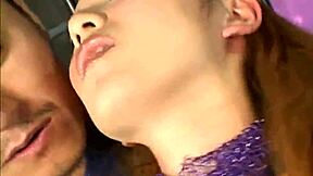 Busty Japanese babe creampied in wild trio doggystyle