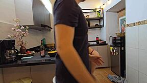 rookie gets fucked in kitchen during work break