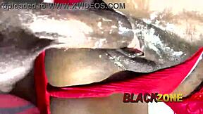 Father Christmas Santa shares a lovely moment in the bedroom, enjoying close-up time with ebony beauty and small 18+ waist.