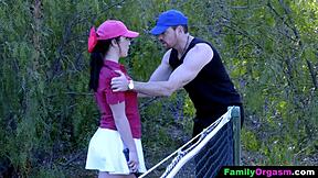 Watch these stepdaughters compete for daddy's cock