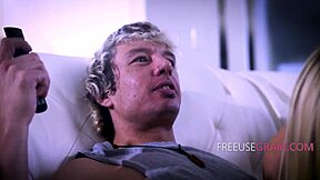 Movie night turns into free use with girlfriend and step mom