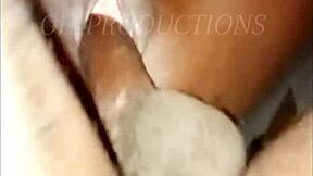 Hey, that ghetto slut's pussy and asshole get stretched and eaten before hard doggystyle fucking and a cumshot on her big ass.