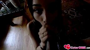 Bratty young stepsis gets punished for coming home late in the garage with her cute friends.