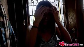 Bratty young stepsis gets punished for coming home late in the garage with her cute friends.