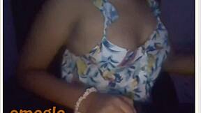 Busty teen shows off tits on webcam